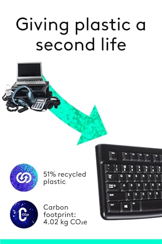 Image of Logitech K120 Wired Keyboard for Windows, USB Plug-and-Play, Full-Size, Spill-Resistant, Curved Space Bar, Compatible with PC, Laptop