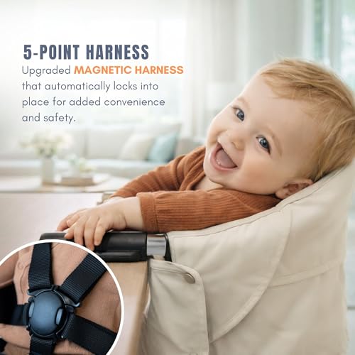Image of guzzie+Guss Perch Hook On High Chair - Portable Clip On Table Chair for Baby & Toddler | Travel High Chair for Restaurants, Picnics, Camping, Beach, Vacation | Boys & Girls 4M+ | Pearl
