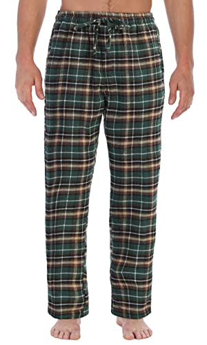 Gioberti Men's Flannel Pajama Pants, Green/Black/Ivory Highlight, Large