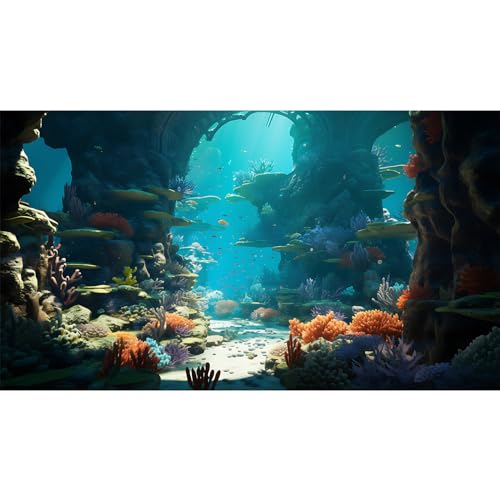 Image of Aquarium Background Underwater World Coral Reef and Tropical Fish Terrarium Backdrop Undersea Landscape Tank Background Wallpaper Poster Reptile Habitat Backdrop Vinyl 30x12in
