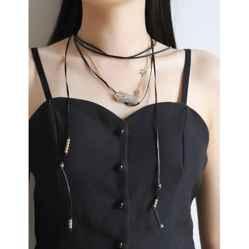 Pendentif chaîne gothique à plusieurs couches avec long collier en cascade