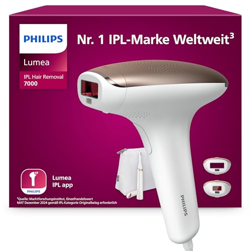Philips Lumea IPL 7000 Series Haarentfernungsgerät – Alternative zur Laserhaarentfernung – 2 Aufsätze für Körper & Gesicht, inkl. Korrekturtrimmer (BRI921/00)