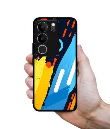 Image of Abstract Stripes Geometric Figures Design Premium 2D Printed Metal Back Case Cover for Vivo V29 5G / V29 Pro 5G