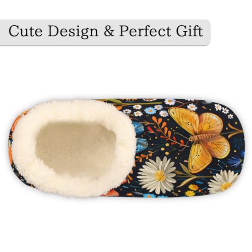 Colorful Butterflies Daisy Slippers for Women Slipper Socks Soft Fuzzy House Slippers Shoes for Indoor Bedroom, Winter Cozy Christmas Gifts3