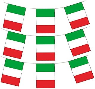 GrassVillage MEGA VALUE 24 Flags Quality Italy flag Bunting 10m/30 FEET Party Decoration Italian Bunting Banner for World Cup 2018 Day or Party Decoration