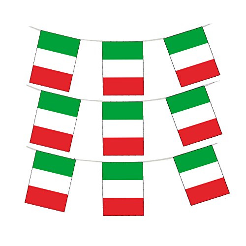 GrassVillage MEGA VALUE Italy Flag Bunting – 33ft (10m) Long with 24 Flags – ...