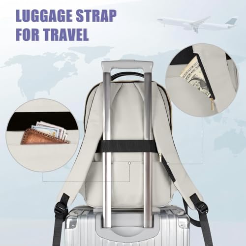 Image of MATEIN Travel Laptop Backpack, Anti Theft Quilted Slim Backpacks for Women | Bookbag with Detachable Keychain Hook, Carry on Bags Purse, for Teacher Doctor Nurse, Fits 15.6 Inch Notebook, White