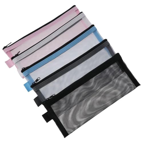 Image of 5Pcs 20.5 * 9mm 5-Colors Clear Multi-purpose Pouch Nylon Zipper Pen Storage Makeup Bag for Home Office Travel Supplies
