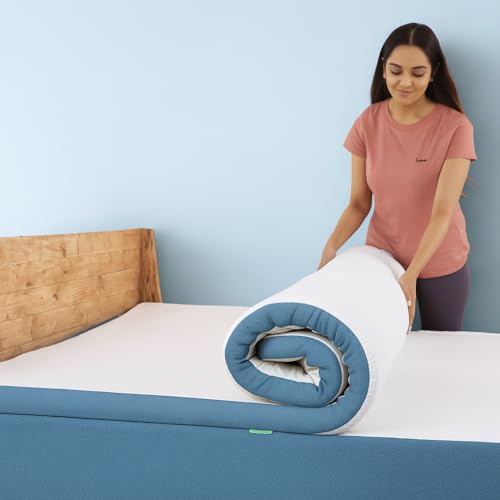 Image of UrbanBed Latex Mattress Topper Queen Size 78x60 | 3 Inch Thick | PinCore Holes for Air Flow | Mattress Topper for Back Pain | Soft & Bouncy Mattress Pad | UltraFresh Premium Cover | 5 Years Warranty