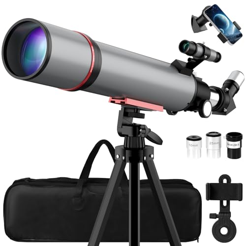 Aurosports Astronomisches Teleskop für Erwachsene 90 mm Öffnung 600 mm Refraktor Teleskop ideal für Einsteiger tragbar perfekt für unterwegs Reisen und Sternenbeobachtung
