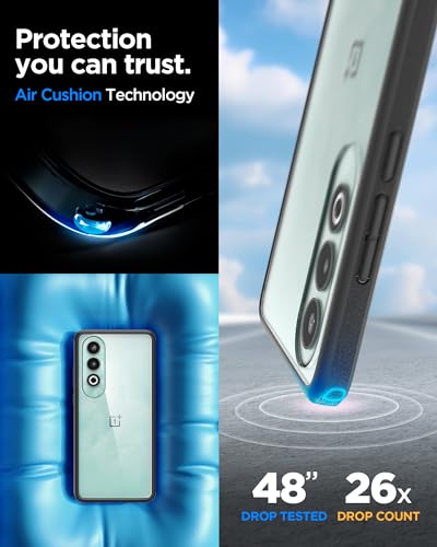 Image of Spigen Essential Sand Crystal | OnePlus Nord CE4 5G Case [Transparent] [Black Bumper] OnePlus Nord CE4 5G Back Cover | TPU+PC - Matte Black