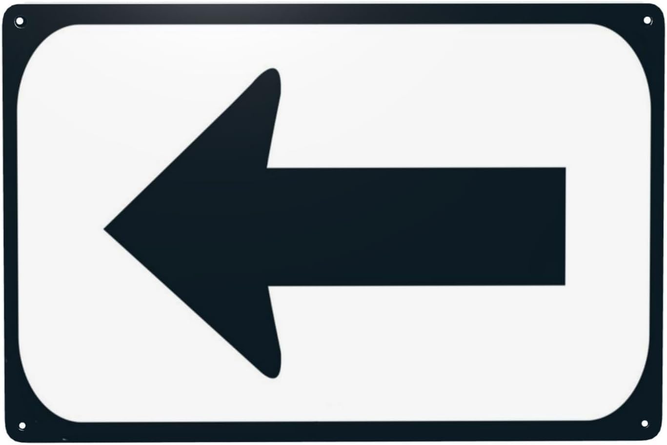 Left Side Black Arrow Rust Free Aluminum Sign - Security Warning Decor with Pre-Drilled Holes for Street Business, Warehouse - 12x16 Inch​