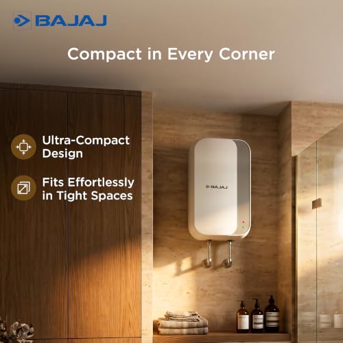 Image of Bajaj Prohot 3 Litre Instant Water Heater | 3KW Vertical Geyser for Bathroom & Kitchen | Fast Heating Element | High Grade SS Tank | Multiple Safety Systems | 2-Yr Product Warranty | White