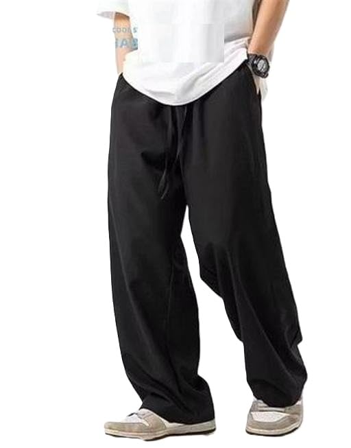 Men Cotton Baggy Fit Track Pants Relaxed Fit Cotton Blend Fabric Elastic Waist Comfortable Gym Running Casual Street Style Lounge Bottoms-image-25
