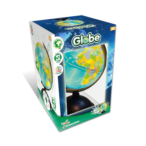 Science4you Globo Terraqueo con Luz para Niños & Niñas +8 Años - Bola del Mundo y Atlas, Ciencia para Niños, Regalos Cientificos y Tecnologia Educativa, Juegos Educativos de 7 8 9 10 11 Años