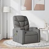 Emmtore Sillón de Masaje Reclinable, Silla con Respaldo Reposabrazos, Butaca de Relax Descanso TV, Tela Gris Oscuro