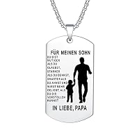 YOTHIWAD Halskette für Sohn - Dog Tag Kette mit Gravur Inspirierend Text Geschenk für Sohn von Mama Papa (Silber)