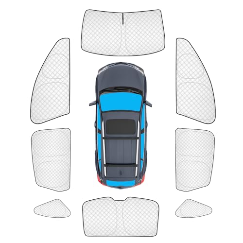 Image of KMF 8pcs Sun Shades for Porsche Macan 2014-2024 Accessories, Thicken Full Window Windshield Sunshade Car Window Covers for Side Rear, UV Block and Blackout Privacy for Car Camping Outdoor