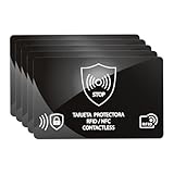 ARVALOLET Juego de 5 tarjetas de bloqueo RFID – Protección NFC para tarjetas de crédito y pasaportes, 5 piezas negro, 85.50x54.00x1.30mm, Informal