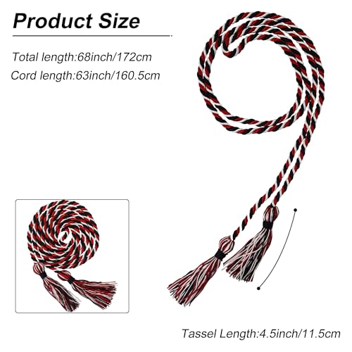 Image of GraduationMall Graduation Honor Cord 68 inch BlackRedWhite
