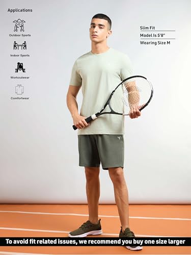 Image of TECHNOSPORT Men Solid Slim Fit Sports Shorts TS Flexi Polyester Mid Rise Drawstring Shorts Pant for Men Pockets Gym Workout Running Joggers Casual Quick Dry