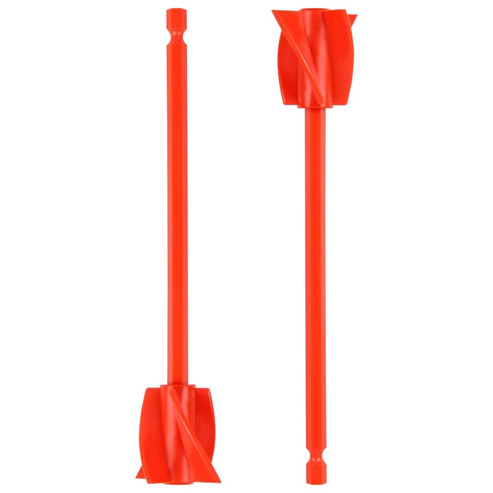 Pasuihcay Resin Mixer Paddles, Epoxy Mixer Attachment for Drill, Reusable Paint Stirrer Drill Attachment(2Pcs), Red