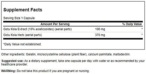 Swanson Gotu Kola (Standardized) 100 Milligrams 120 Capsules #TOP1