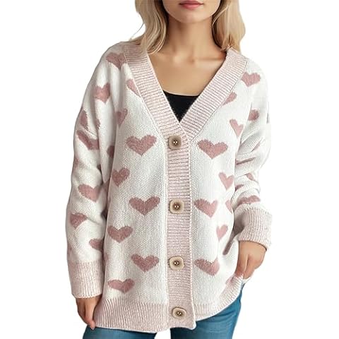 SANSIWU Heart Print Cardigan for Women Cover