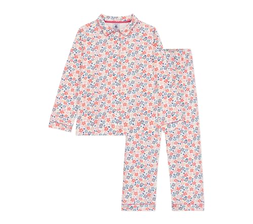 Petit Bateau Pequeño Barco Pijama Abotonado Niño de Algodón Impreso, Marshmallow/Multico, 12 años