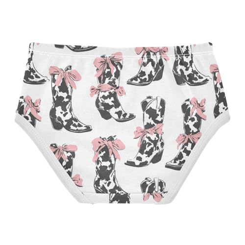 Wusikd Cow Print Boots Girls' Underwear Cotton Pink Bows Girls Briefs Soft Toddler Underwear 2T2
