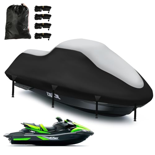 Fundas Impermeables para Moto acuática, 420D Mejorada, 2 Rejillas de ventilación de Grado Marino, Resistentes a los Rayos UV para Yamaha, Seadoo, Kawasaki, Waverunner Polaris de, 320-343cm