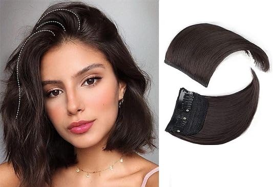LEYSIN 4 Inch Synthetic Invisible 2 Clip In Mini Volumizer Short Hair Extension Side Cover Up Patch For Front Scalp Thinning For Women (Natural Brown) Pack Of 1-image-36