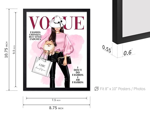 Image of Poster Master Lady with Dog Print - I Am Fashion Poster - Modern Trendy Art - Chic Gift for Women & Fashionista - Haute Couture Decor for Bedroom or Girls Room - 8x10 Black Framed