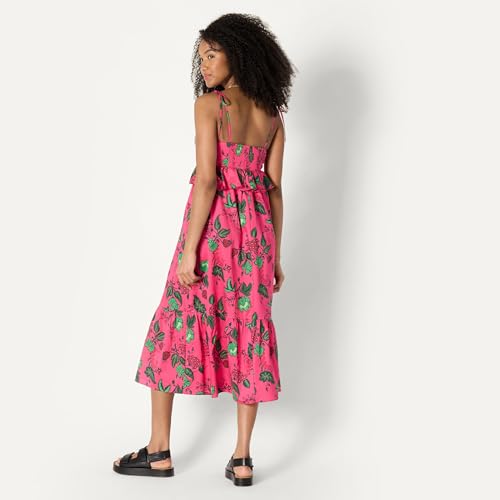 Image of Amazon Essentials Women's Fit and Flare Empire Waist Sweetheart Neck Cotton Sateen Tiered Maxi Dress