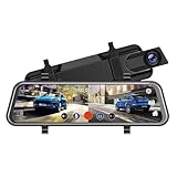 LAINGJINGMEI Videorekorder mit Spiegel, DVR für Auto, 4K, 2160P, 25,4 cm (10 Zoll), mit Touchscreen und Objektivübertragungsrekorder (LMT 4K WiFi, 32G1)
