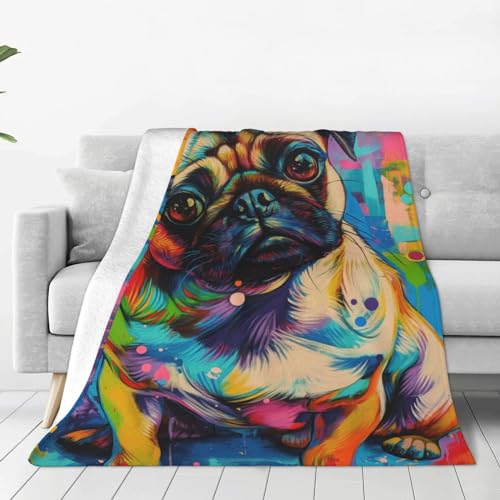 Turamurra Colorful Pug Blanket Gifts For Kids Girls Boys Pug Lovers Soft Warm Lightweight Cozy Cute Animal Pug Dog Throw Blankets For Bed Sofa Living Room Couch Home Decor 50 Inchx60 Inch thumb #1