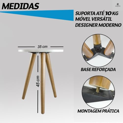 Jogo de Mesinha Lateral Redonda de Canto Para Sala Quarto Pé Palito Decoração