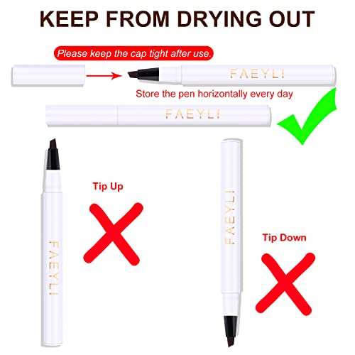 Eyebrow Pen, Long-Lasting Waterproof Dark Brown Liquid Eyebrow Pen Tilted-Pronged Tip Eye Brow Color Smudge-Proof Eyebrow Pen For Women Daily Natural Eye Brown Makeup (4# Dark Brown) #TOP5