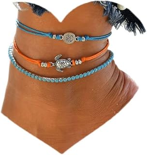Boho Ankle Bracelets for Women Beaded Ankle Bracelets Stretch Ankle Bracelets for Women Beach Ankle Bracelets Fashion Foot Jewelry for Women and Teen Girls