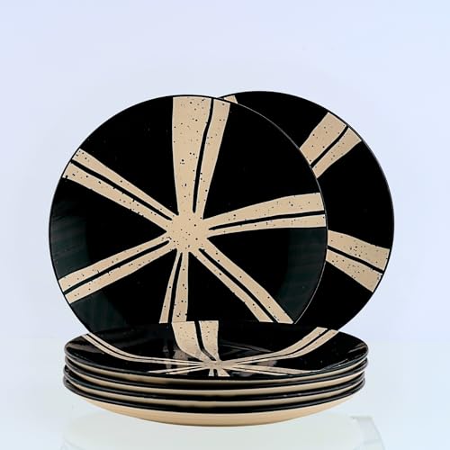 Image of BLACKCARROT Ceramic Dinner Plates Set, 6 Pieces, Splash Design | Ceramic Plates Set | Glossy Finish | Dinner Plates Ceramic | Set of 6 Plates for Dinner (Splash Design)