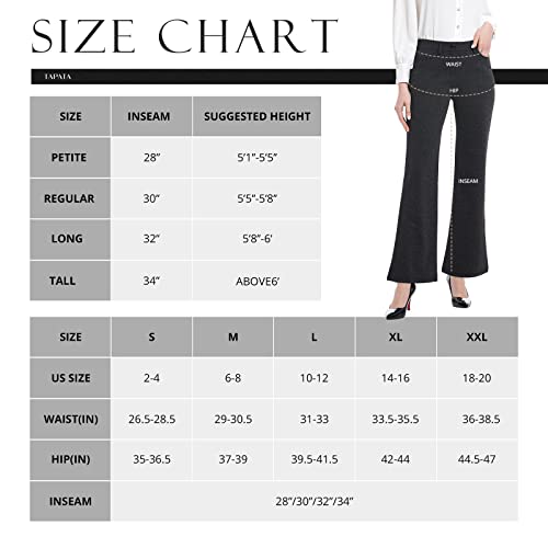 Tapata Women's 28"/30"/32"/34" Stretchy Bootcut Dress Pants With Pockets Tall, Petite, Regular For Office Work Business 34'', Grey, Herringbone, L #TOP5