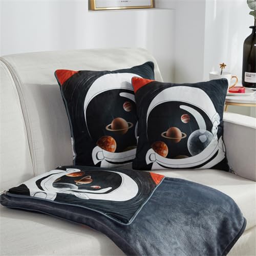 Hixingo Manta de Viaje y Cojin 2 en 1, Manta de Cojín de Viaje, Manta de Avión, Manta Portátil y Almohada en Uno para Coche, Oficina, Hogar, Dormir, Siesta (45 * 45(150 * 200cm),I)