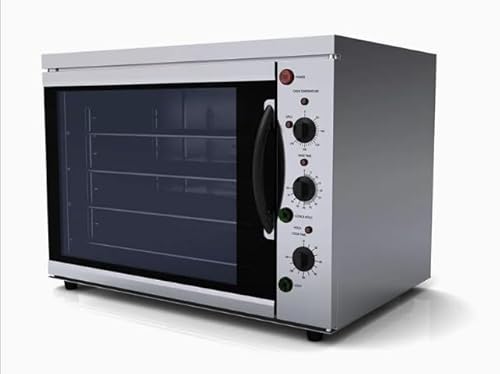 Stalwart Commercial Convection Oven, 100L Heavy Duty Stainless Steel Electric, 4 Aluminium Racks, 180 Min Timer, Fan Assisted for Professional Kitchens, Temperature 50-250°C