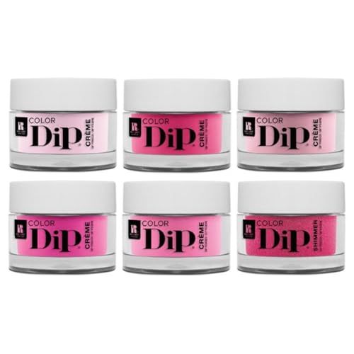 RC Red Carpet Manicure Color Dip Bundle Pink – Vibrant Dipping Powder Set, 0.3 oz Each – Easy to Use, No UV/LED Needed, Non-Irritating Formula, Salon Quality Nails at Home, 6pcs.