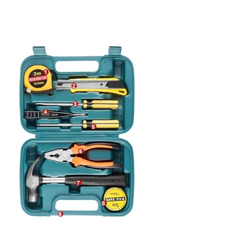 Set de herramientas combinado 9 en 1 en caja azul miniatura 1