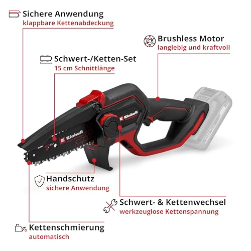 Einhell Professional Akku-Astkettensäge GP-PS 18/20 Li BL-Solo Power X-Change (18 V, 15 cm Schnittlänge, Brushless, 8 m/s Kettengeschwindigkeit, autom. Kettenschmierung, ohne Akku) 3