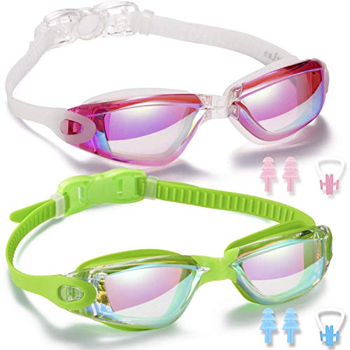 Yizerel Swim Goggles, 2 Pack Swimming Goggles for Adult Men Women Youth Kids