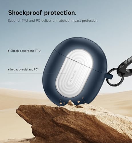 Image of SURITCH Magnetic Bumper Cases for Google Pixel Buds Pro 2 (2024) and Pixel Buds Pro (2022) Case Cover, Rugged Shockproof Protective Covers with Carabiner & Cleaning Kit & Removal Tool, Navy