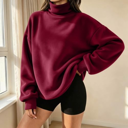 Oversized Sweatshirts for Women Mock Neck Pullover Tops Pullover Baggy - image 6