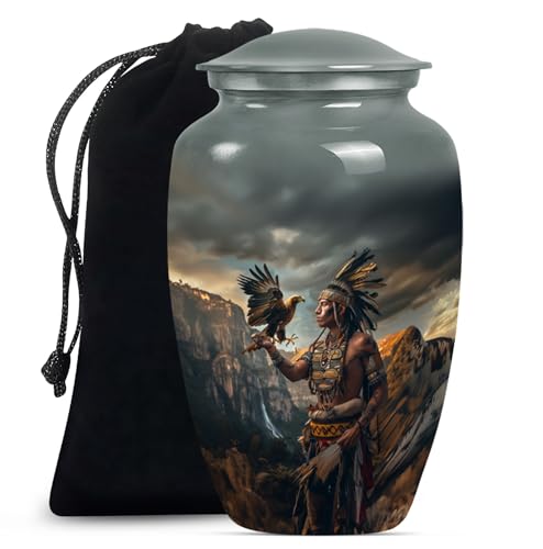 Image of Native American Urns for Ashes - Burial Urns for Human Ashes Adult Male - Cremation Urns for Burial - (10 inch Pack of 1)